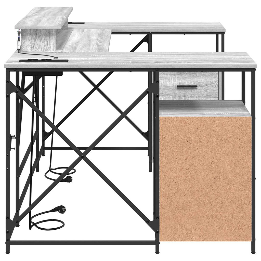 vidaXL Γραφείο Γκρι Sonoma 182 x 101 x 87.5 εκ. Επεξεργασμένο ξύλο