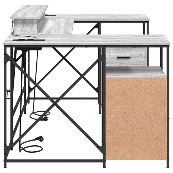 vidaXL Γραφείο Γκρι Sonoma 182 x 101 x 87.5 εκ. Επεξεργασμένο ξύλο