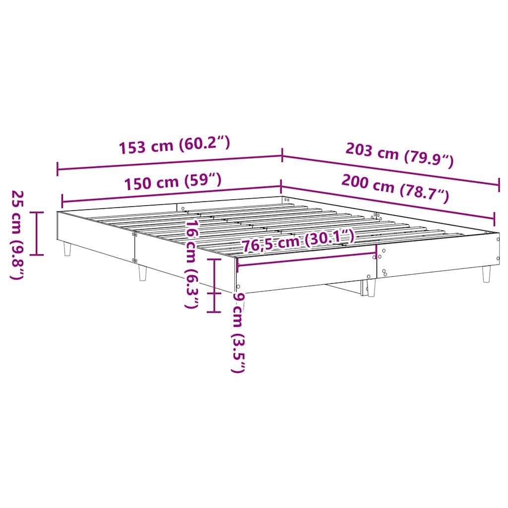 vidaXL Πλαίσιο κρεβατιού χωρίς στρώμα 150x200 εκ. Επεξεργασμένο Ξύλο
