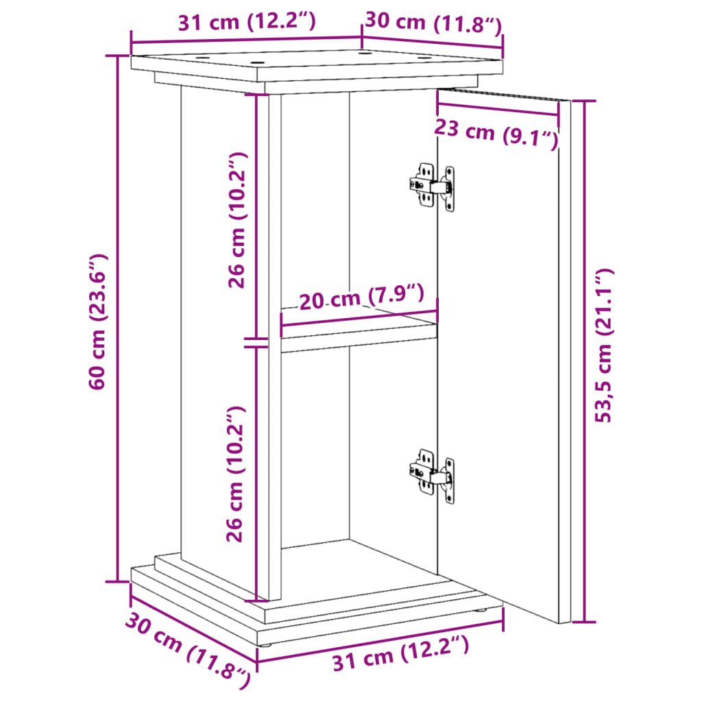 vidaXL Βάση Οθόνης με Αποθ. Όψη Παλαιού Ξύλου 31x30x60 εκ. Επεξ. Ξύλο
