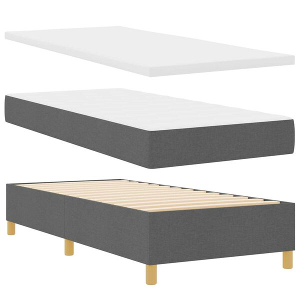 Ταπετσαρία Κρεβάτι Box Spring με Στρώμα Σκούρο Γκρι 80x200 εκ. Υφάσματος