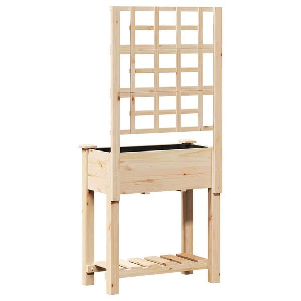 vidaXL Γλάστρα Κήπου με ράφι Μπεζ 71 x 38 x 152 εκ. Στερεό ξύλο έλατου