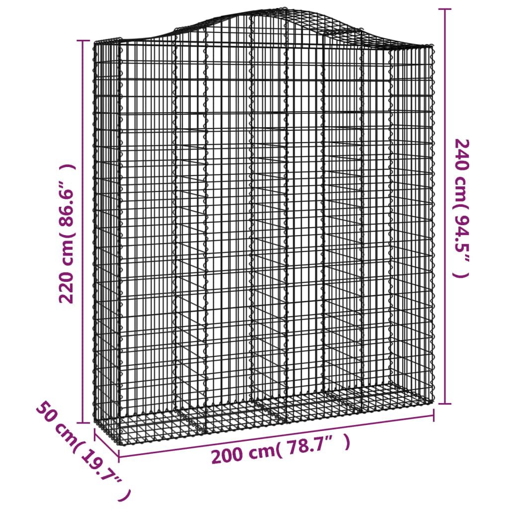 vidaXL Συρματοκιβώτια Τοξωτά 15 τεμ. 200x50x220/240 εκ. Γαλβαν. Ατσάλι