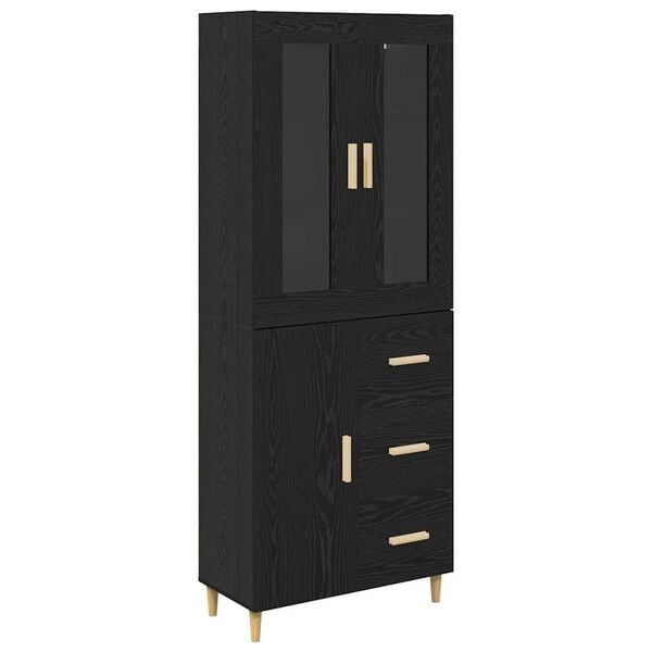 vidaXL Highboard Μαύρη Οξυά 69,5 x 34 x 180 εκ. Επεξεργασμένο ξύλο