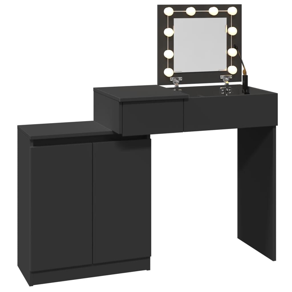 vidaXL Μπουντουάρ με LED Σετ Μαύρο 115x37x110,5 εκ.