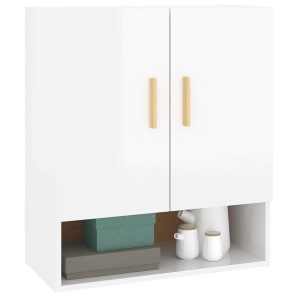 vidaXL Ντουλάπι Τοίχου Γυαλιστερό Λευκό 60x31x70 εκ Επεξεργασμένο Ξύλο