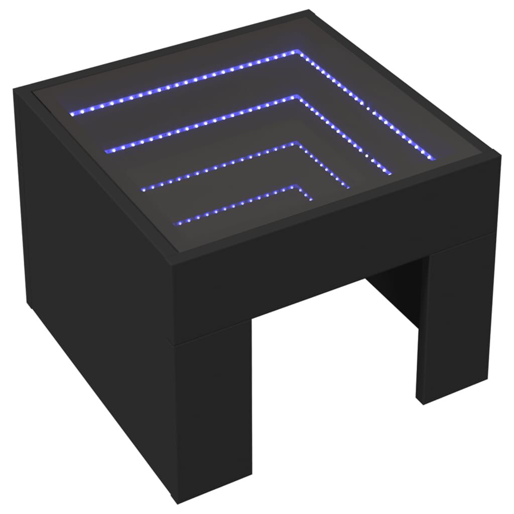 vidaXL Κομοδίνο Άπειρο Φως LED Μαύροό 40x40x30 εκ.