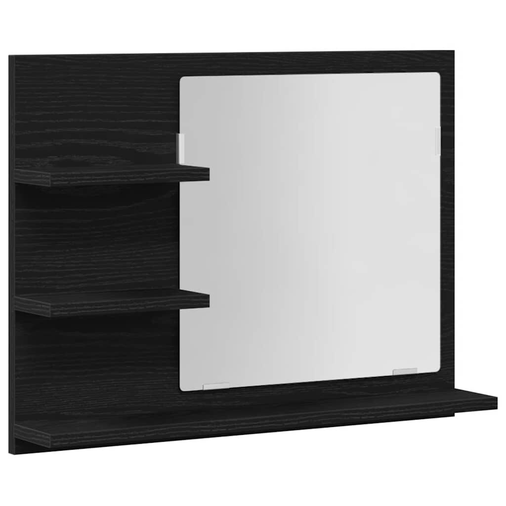 vidaXL Καθρέφτης Μπάνιου Μαύρη Δρυς 60 x 10,5 x 45 εκ. Μοριοσανίδα