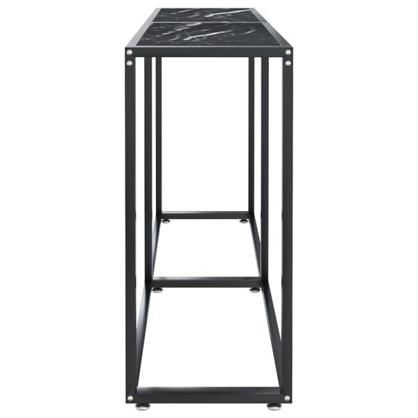 vidaXL Τραπέζι Κονσόλα Μαύρο Όψη Μαρμάρου 140x35x75,5 εκ. Ψημένο Γυαλί