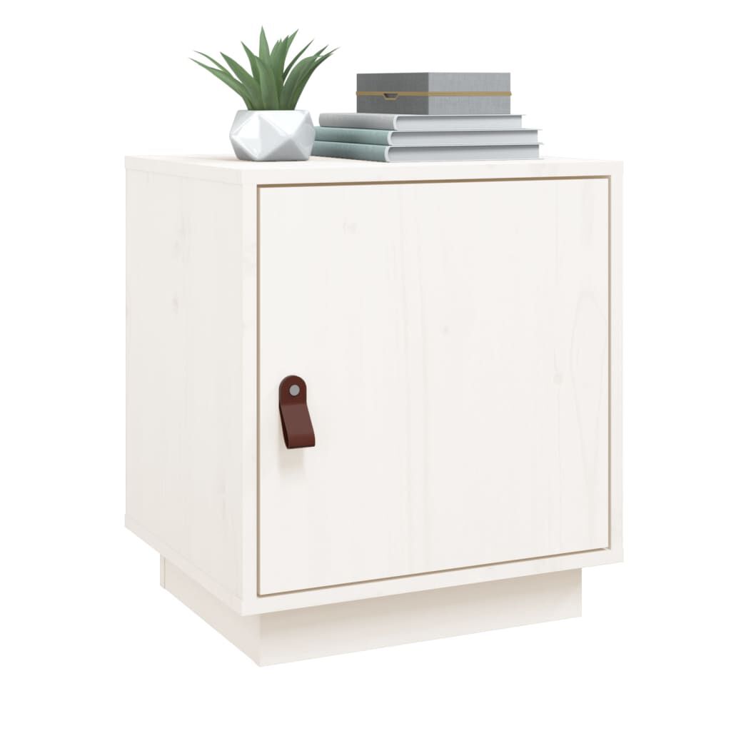vidaXL Κομοδίνο Λευκό 40 x 34 x 45 εκ. από Μασίφ Ξύλο Πεύκου