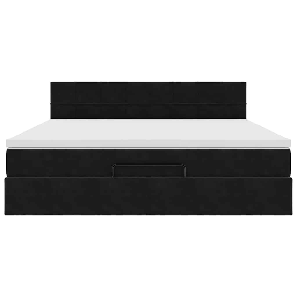 vidaXL Οθωμανικό κρεβάτι με στρώμα Μαύρο 180x200cm Velvet
