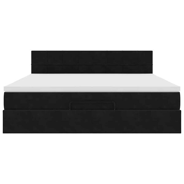 vidaXL Οθωμανικό κρεβάτι με στρώμα Μαύρο 180x200cm Velvet