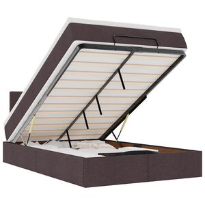 vidaXL Οθωμανικό κρεβάτι με στρώμα & LEDs Σκούρο καφέ 120x200cm Ύφασμα