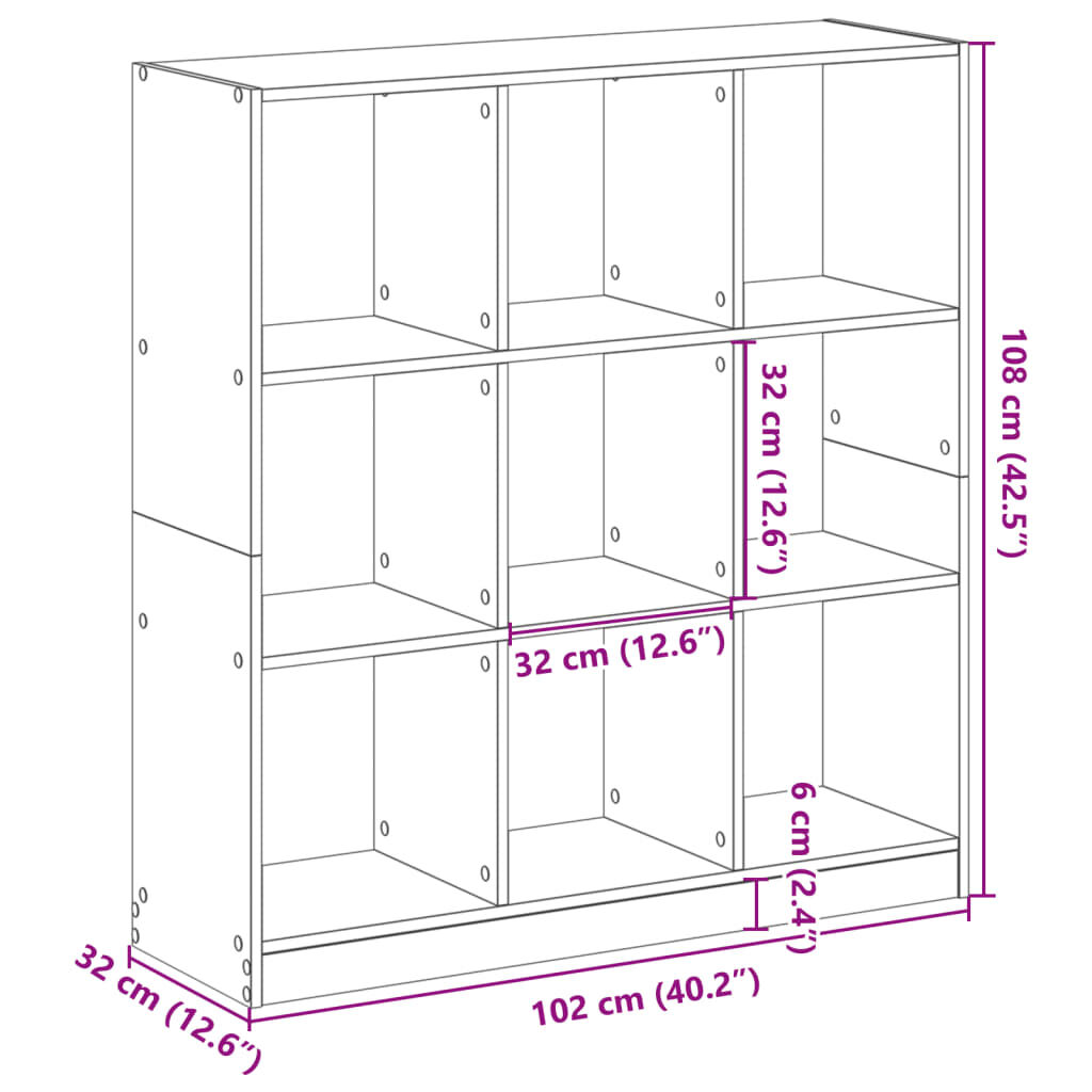 vidaXL Βιβλιοθήκη Γκρι Σκυροδέματος 102x32x108 εκ. Επεξεργ. Ξύλο