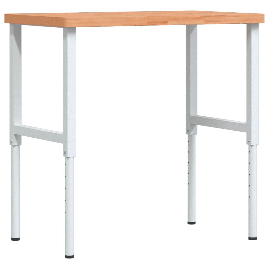 vidaXL Πάγκος Εργασίας Ορθογώνιος 100x60x(73-99,5) εκ Μασίφ Ξύλο Οξιάς
