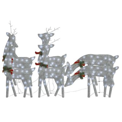 vidaXL Χριστουγεννιάτικοι Τάρανδοι 6 τεμ. Ασημί Ψυχρό Λευκό Δίχτυ