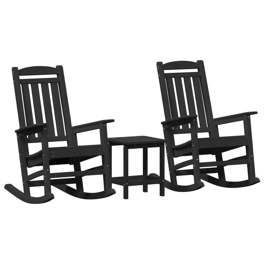 vidaXL Κουνιστή Καρέκλα Κήπου 3 pcs Μαύρο 38 x 38 x 46cm Πλαστικό