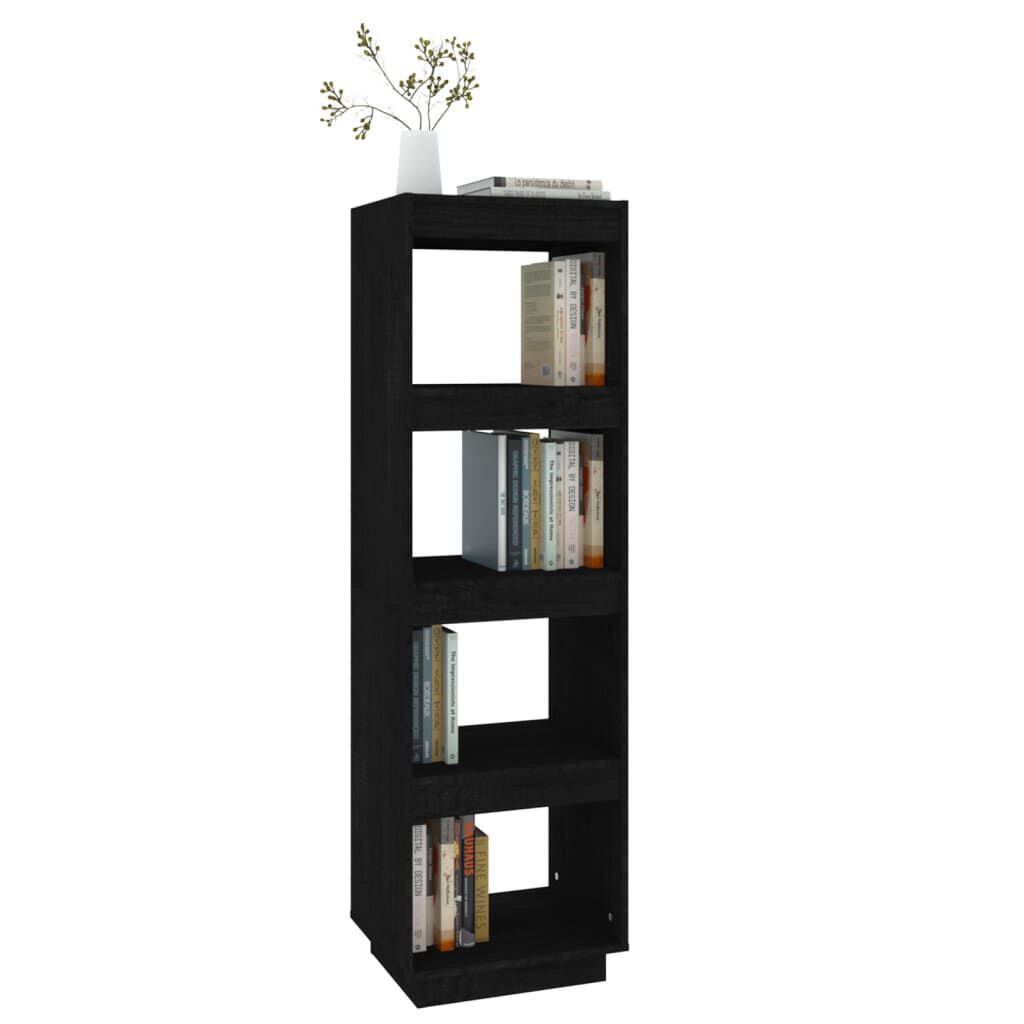 vidaXL Βιβλιοθήκη/Διαχωριστικό Χώρου Μαύρο 40x35x135 εκ. Μασίφ Πεύκο