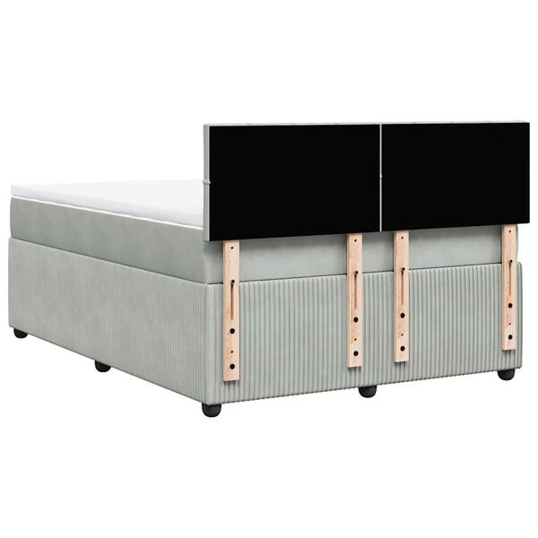 vidaXL Κρεβάτι Boxspring με Στρώμα Ανοιχτό Γκρι 140x200 εκ. Βελούδινο