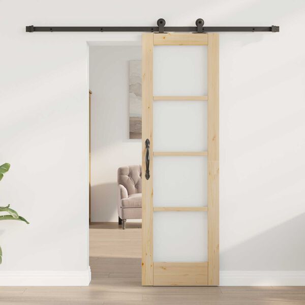 vidaXL Συρόμενη Πόρτα ORKDAL Καφέ 61 x 198.5 εκ. Ξύλο και μέταλλο