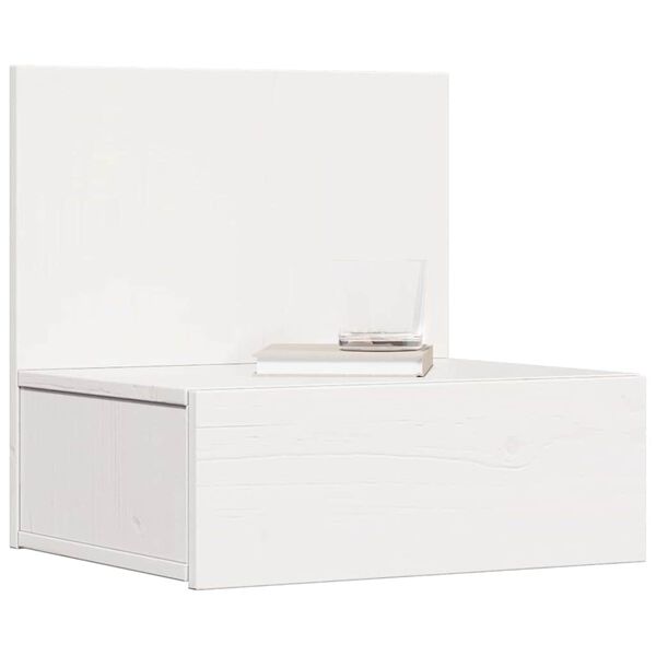 vidaXL Κομοδίνο με συρτάρι Λευκό 42 x 32.5 x 40 εκ Μασίφ ξύλο πεύκου