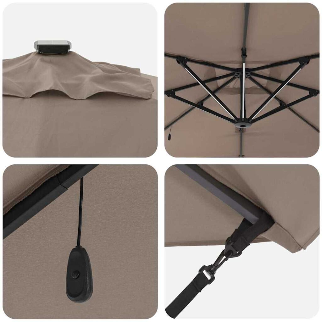 vidaXL Ομπρέλα ηλίου Taupe 286 x 285 x 270 εκ Αλουμίνιο