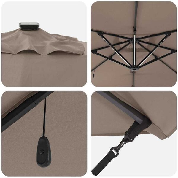 vidaXL Ομπρέλα ηλίου Taupe 286 x 285 x 270 εκ Αλουμίνιο