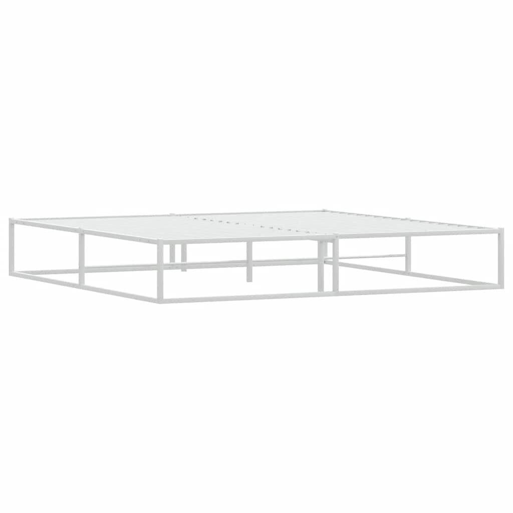 vidaXL Πλαίσιο κρεβατιού χωρίς στρώμα Λευκό 200x200 cm Μεταλλικό