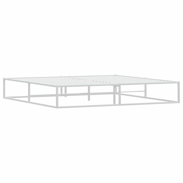 vidaXL Πλαίσιο κρεβατιού χωρίς στρώμα Λευκό 200x200 cm Μεταλλικό