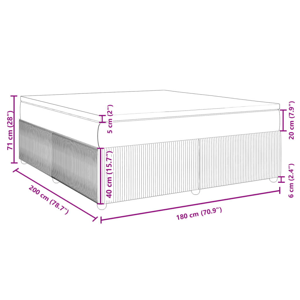 vidaXL Κρεβάτι Boxspring με Στρώμα Ροζ 180x200 εκ. Βελούδινο
