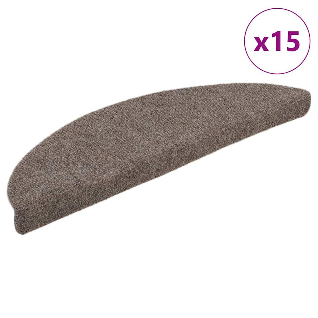 vidaXL Πατάκια Σκάλας Αυτοκόλλητα 15 τεμ Κρεμ 65x21x4 εκ. Βελονιασμένο