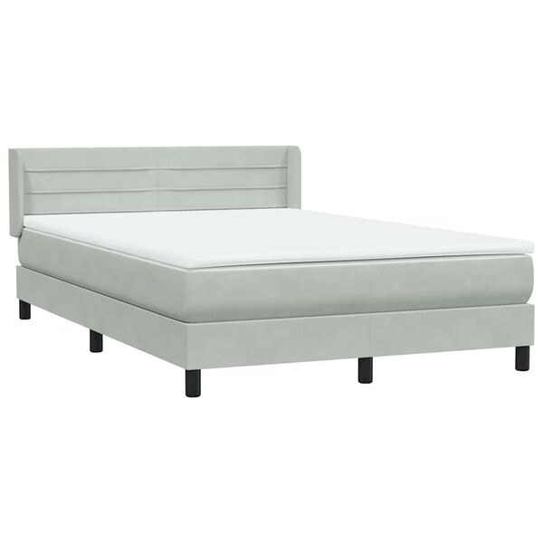 vidaXL Κρεβάτι Boxspring με Στρώμα Ανοιχτό Γκρι 160x210 εκ. Βελούδινο