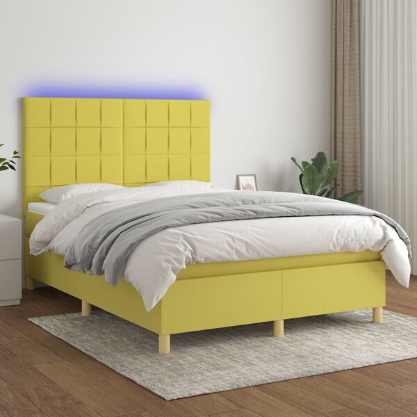 vidaXL &Kappa;&rho;&epsilon;&beta;ά&tau;&iota; Boxspring &mu;&epsilon; &Sigma;&tau;&rho;ώ&mu;&alpha; & LED &Pi;&rho;ά&sigma;&iota;&nu;&omicron; 140x190 &epsilon;&kappa; &Upsilon;&phi;&alpha;&sigma;&mu;ά&tau;&iota;&nu;&omicron;