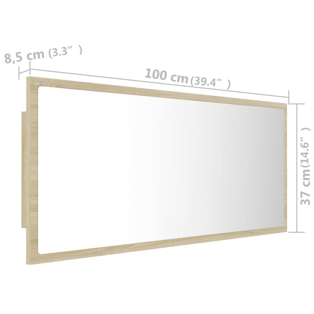 vidaXL Καθρέφτης Μπάνιου με LED Sonoma Δρυς 100x8,5x37 εκ. Ακρυλικός