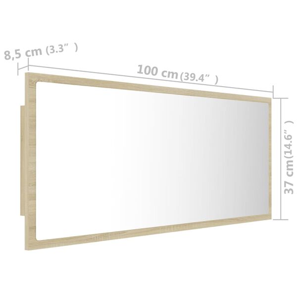 vidaXL Καθρέφτης Μπάνιου με LED Sonoma Δρυς 100x8,5x37 εκ. Ακρυλικός