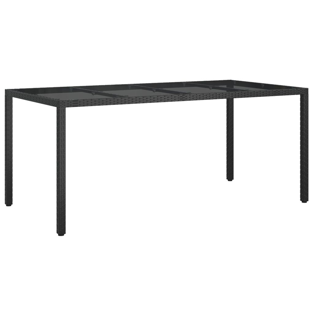 vidaXL Τραπέζι Φαγητού Μαύρο 190x90x75 εκ. Πολυ Ρατάν