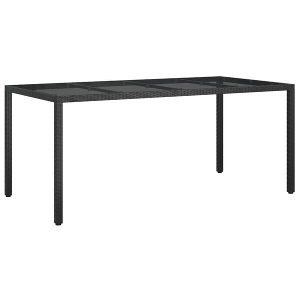 vidaXL Τραπέζι Φαγητού Μαύρο 190x90x75 εκ. Πολυ Ρατάν