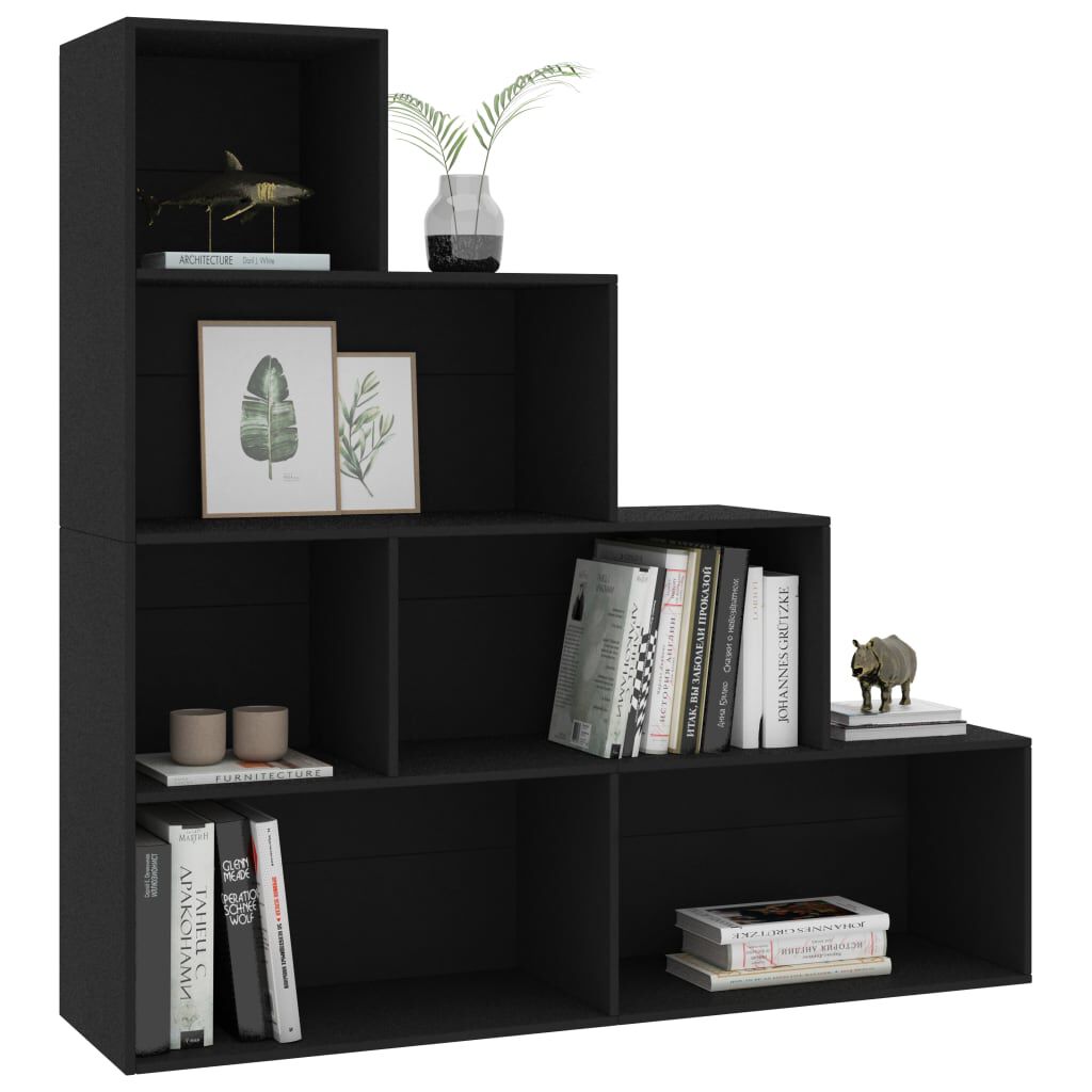 vidaXL Βιβλιοθήκη/Διαχωριστικό Χώρου Μαύρο 155x24x160 εκ. Επεξ. Ξύλο