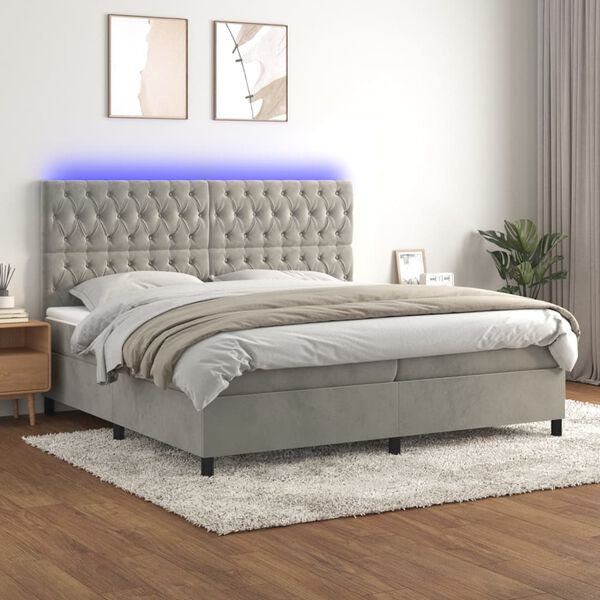 vidaXL &Kappa;&rho;&epsilon;&beta;ά&tau;&iota; Boxspring &mu;&epsilon; &Sigma;&tau;&rho;ώ&mu;&alpha; & LED &Alpha;&nu;.&Gamma;&kappa;&rho;&iota; 200x200 &epsilon;&kappa;. &Beta;&epsilon;&lambda;&omicron;ύ&delta;&iota;&nu;&omicron;