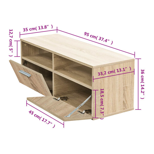 vidaXL Έπιπλο Τηλεόρασης Χρώμα Δρυς 95 x 35 x 36 εκ. από Επεξ. Ξύλο