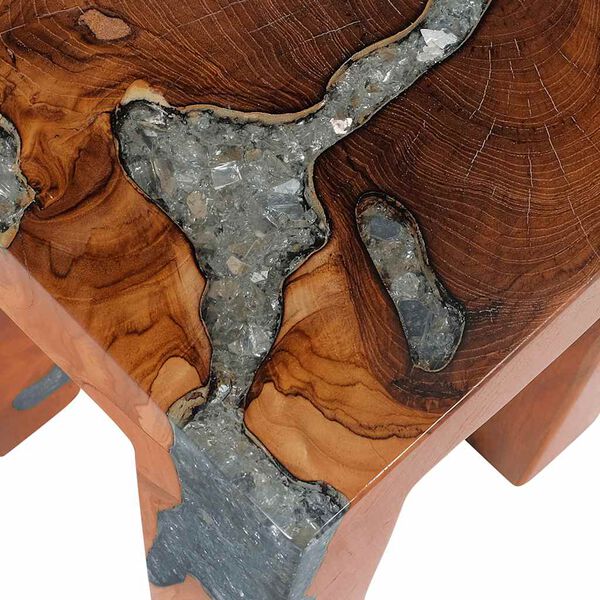 vidaXL Σκαμπό από Μασίφ Ξύλο Teak και Ρητίνη