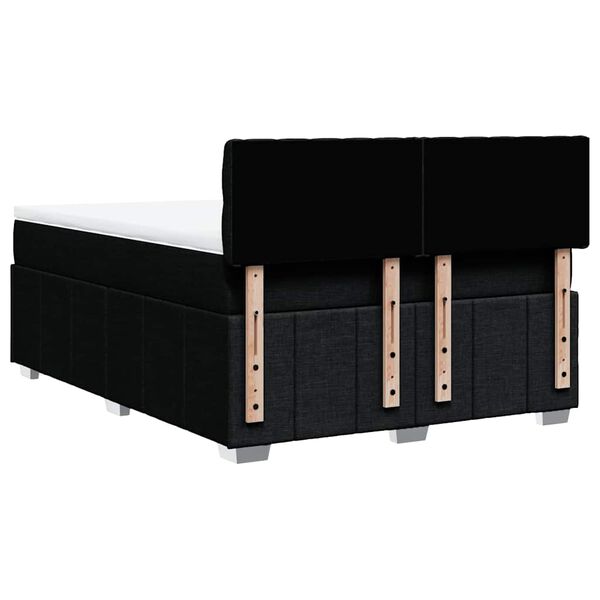 vidaXL Κρεβάτι Boxspring με Στρώμα Μαύρο 140x190 εκ. Υφασμάτινο