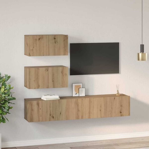 vidaXL Σετ επίπλου τηλεόρασης 4 pcs artisan δρυς Επεξεργασμένο ξύλο