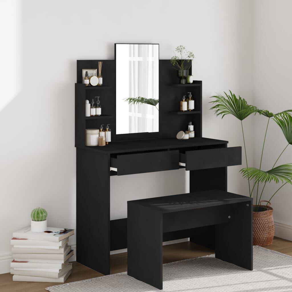 vidaXL Μπουντουάρ Σετ Μαύρο 96 x 40 x 142 εκ.