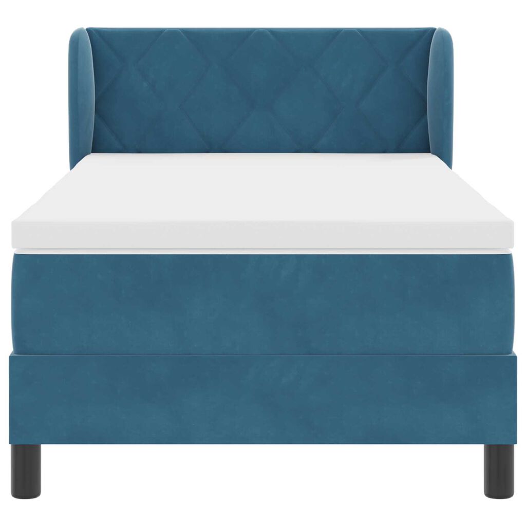 vidaXL Κρεβάτι Box Spring με Στρώμα Σκούρο Μπλε 90x190 εκ. Βελούδο