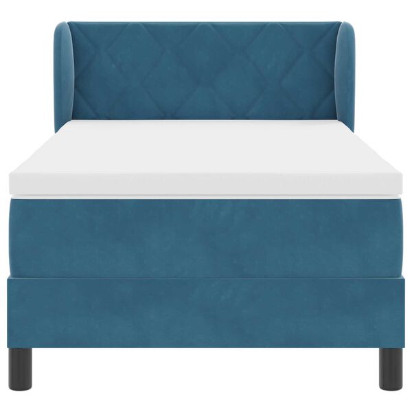 vidaXL Κρεβάτι Box Spring με Στρώμα Σκούρο Μπλε 90x190 εκ. Βελούδο