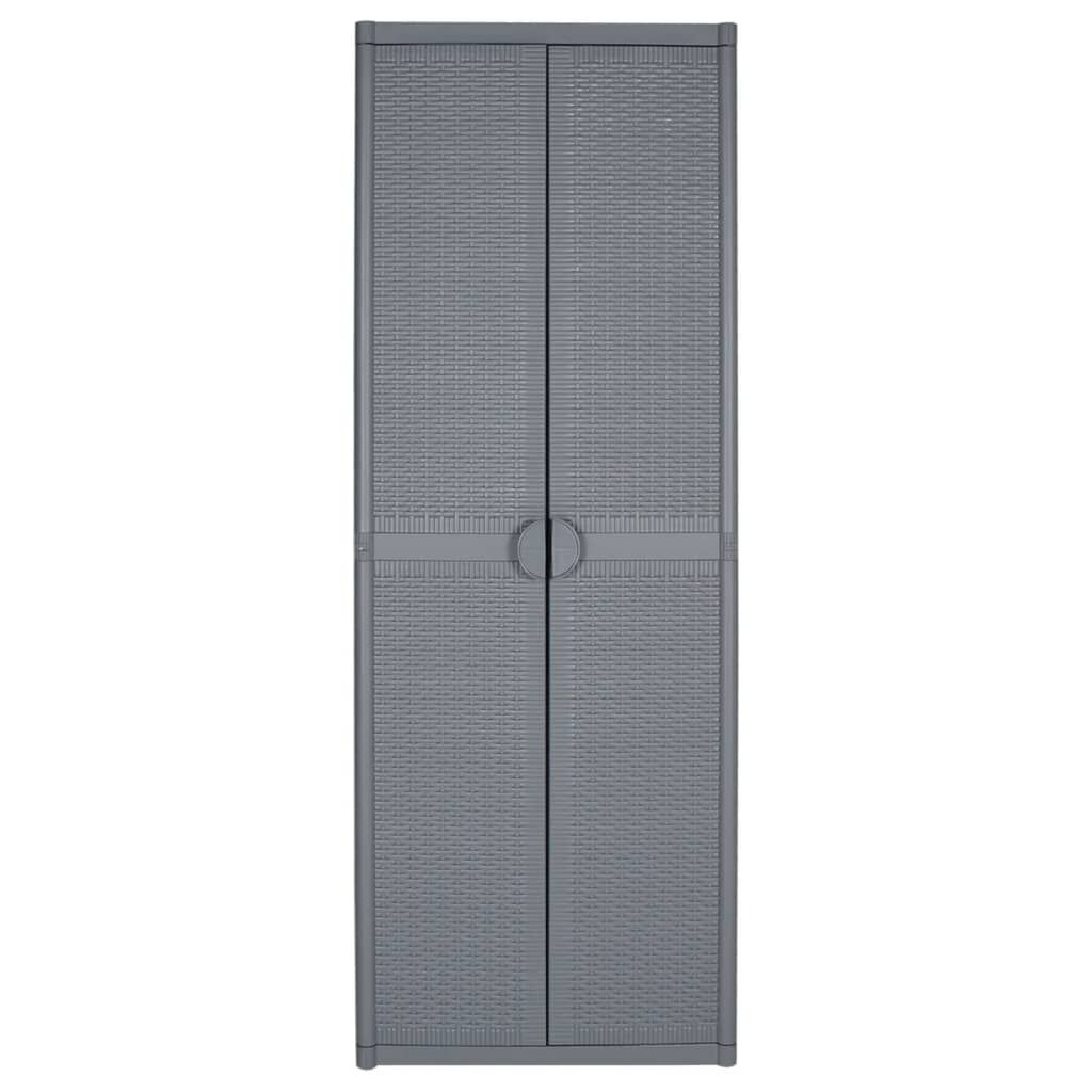 vidaXL Ντουλάπι Αποθήκευσης Κήπου Γκρι 65x45x172 εκ. από Ρατάν PP