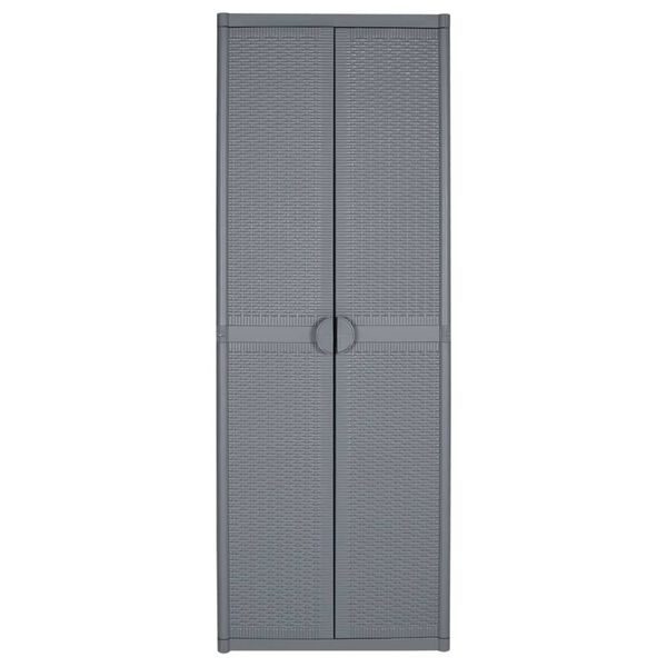vidaXL Ντουλάπι Αποθήκευσης Κήπου Γκρι 65x45x172 εκ. από Ρατάν PP