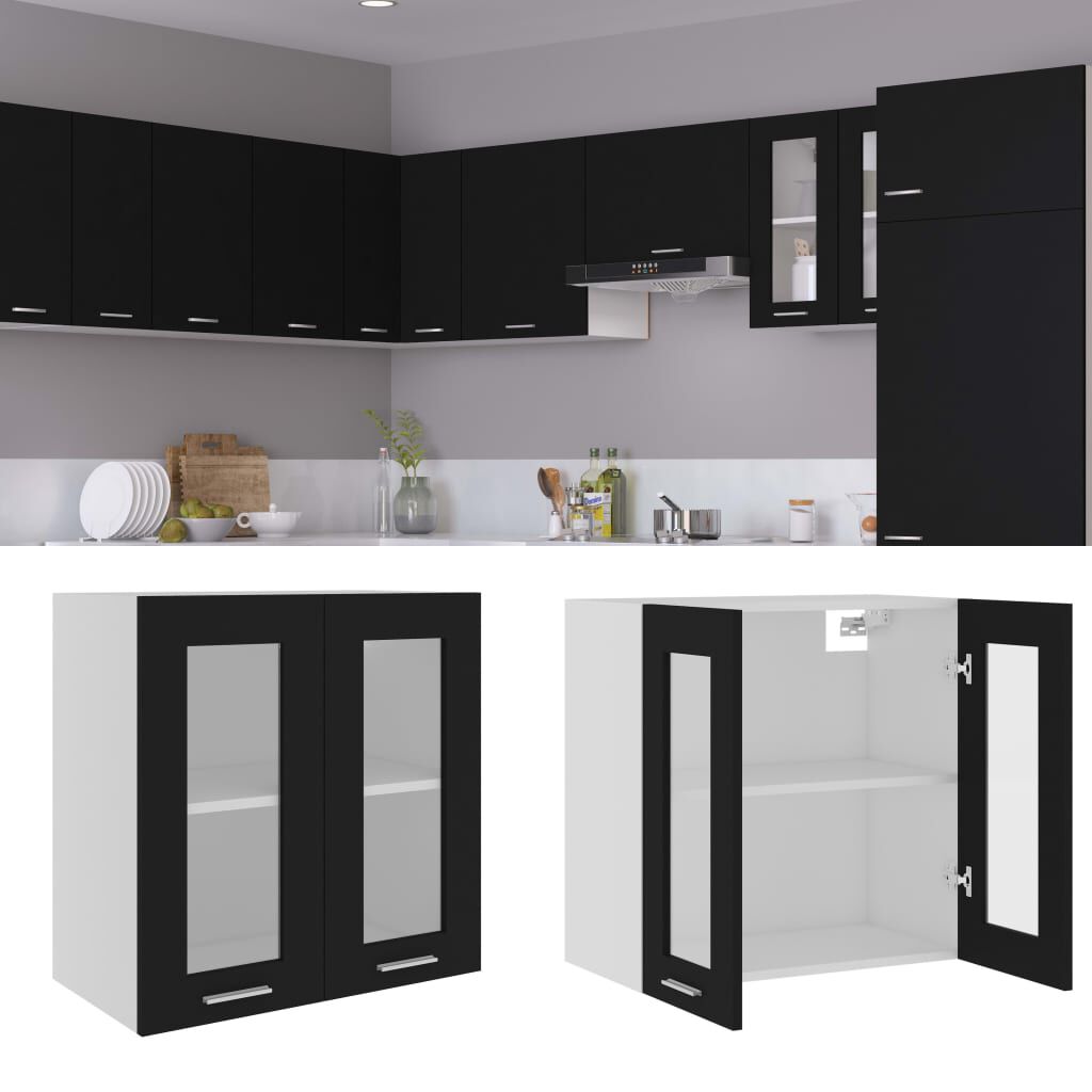 vidaXL Ντουλάπι Κρεμαστό με Τζάμι Lyon Μαύρο 60x31x60εκ. από
