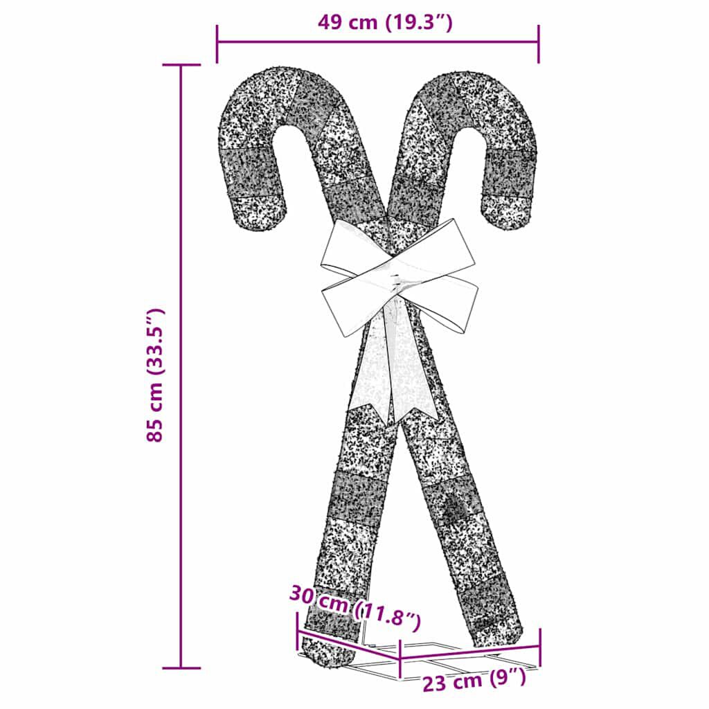 vidaXL Χριστουγεννιάτικη Διακόσμηση Candy Cane 50 LED Ζεστό Λευκό
